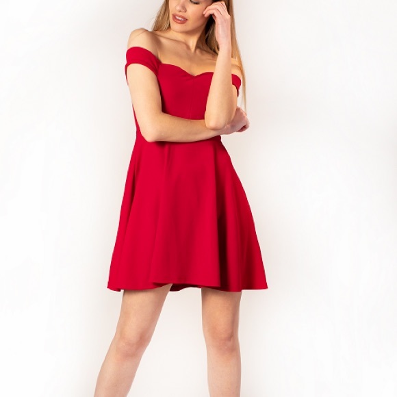 red mini dress off shoulder Sadee Mini Dress | Red | Womens